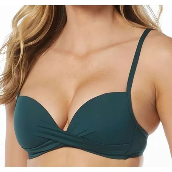 Vince Camuto Twist Front Bikini Top Forest Green Swim Beachwear Size S NWT - Picture 1 of 8